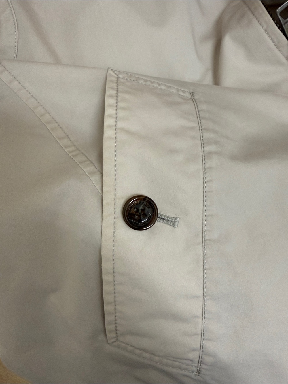 Burberry Light Beige Zip-Front Trench Jacket with Check Lining - Picture 5 of 14